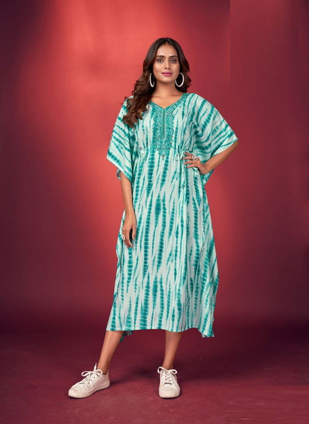 Blue Hills Stare 20 Printed Wholesale Kaftan Style Designer Kurti Catalog